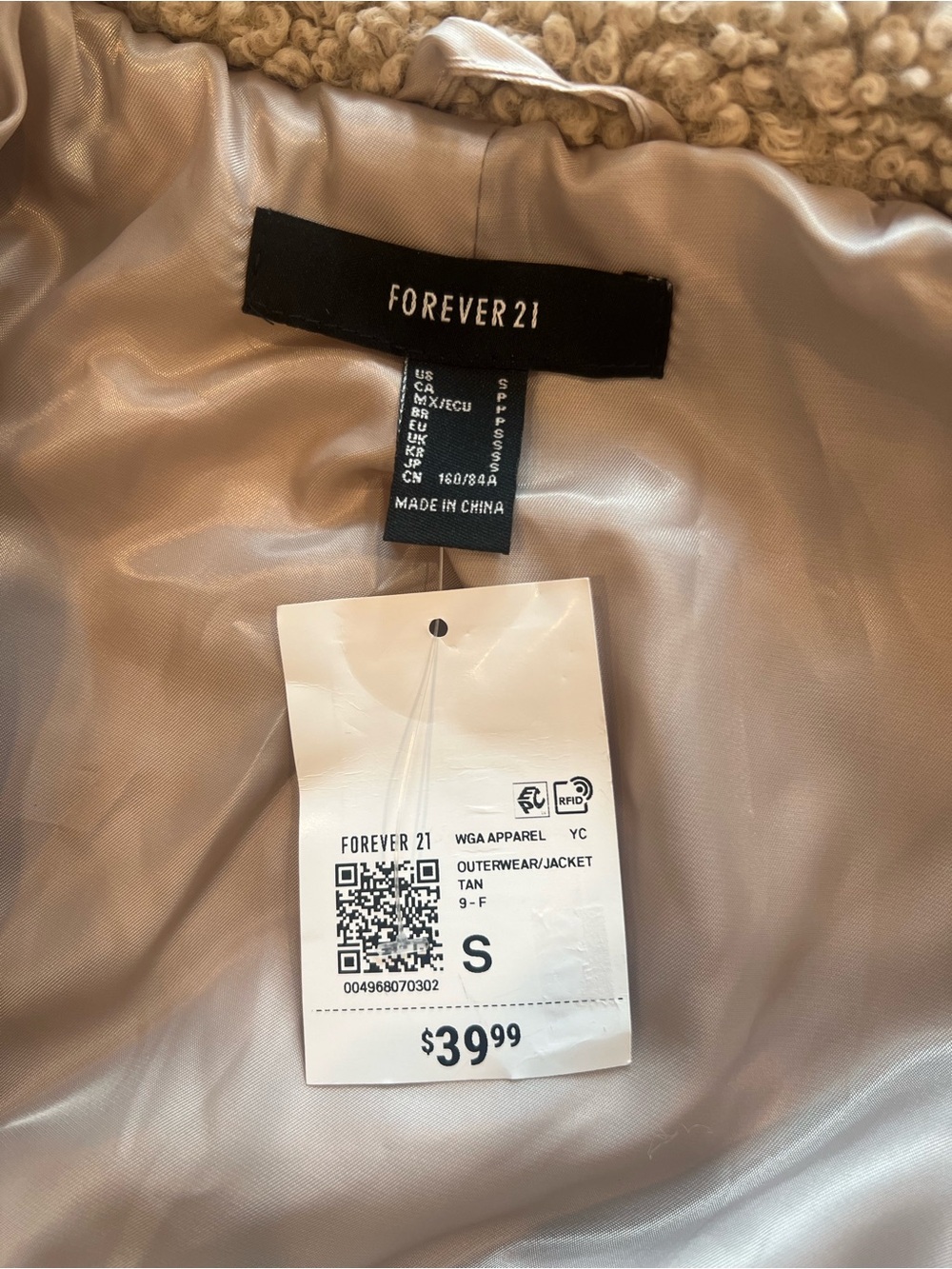 New Forever 21 Cream Teddy Sherpa Zip Jacket View 4